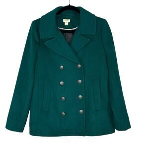 J.CREW Women’s Peacoat Wool Blend Double Breasted Forest Green Size S